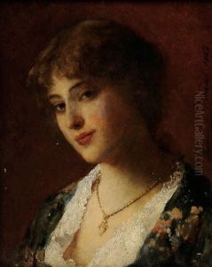 Retrato De Joven Con Vestido Verde by Eugen von Blaas