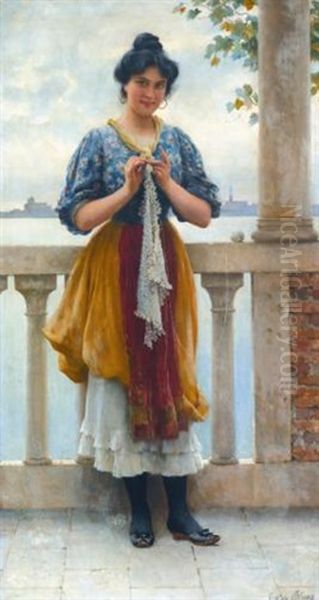 Young Girl Before The Lagoon, Venice - view 1