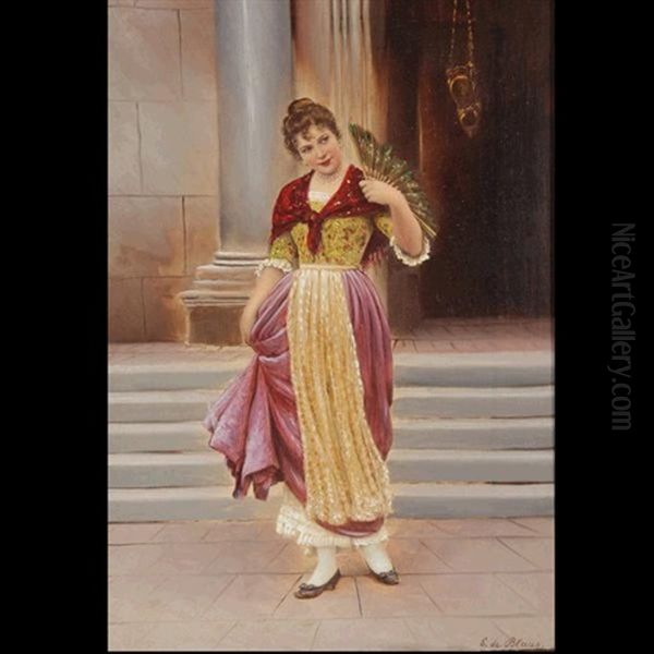 Venetian Beauty Holding A Fan - view 1
