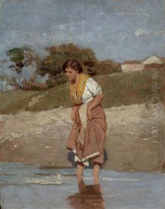 Junges Madchen Im Wasser Stehend Junges Madchen Im Wasser Stehend