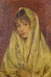 Girl In A Yellow Shawl by Eugen von Blaas