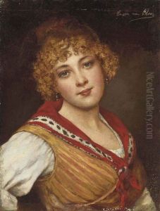 A Young Venetian Beauty by Eugen von Blaas