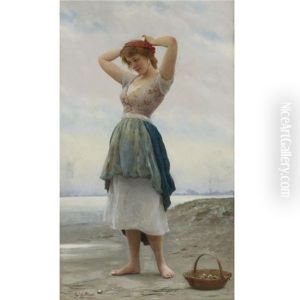 On The Beach by Eugen von Blaas