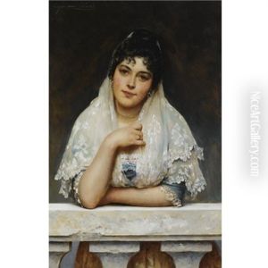 On The Balcony by Eugen von Blaas