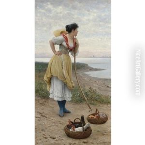 Daydreaming By The Shore by Eugen von Blaas