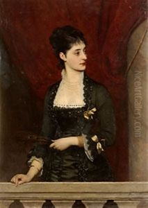 Elegant Dam Med Pafagelsfjader by Eugen von Blaas