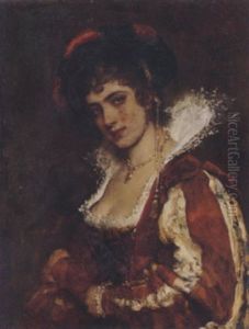 Portrait Einer Venezianische Dame In Einem Historischen Kostum by Eugen von Blaas