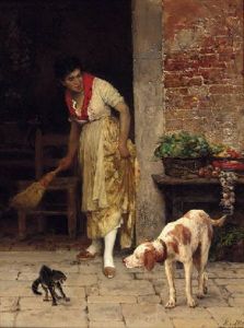 The Doorstep Encounter by Eugen von Blaas