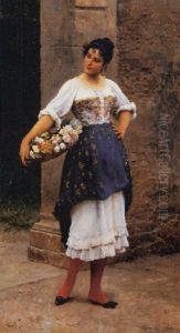 Venetian Flower Seller by Eugen von Blaas