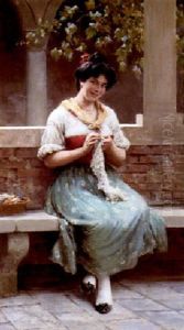 An Alluring Seamstress by Eugen von Blaas