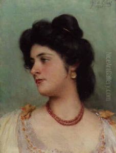Portrait Of A Lady by Eugen von Blaas