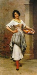 Die Blumenverkauferin by Eugen von Blaas