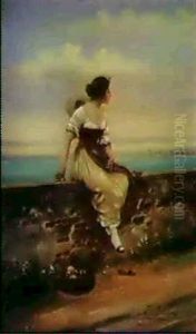 Woman Resting By The Mediterranean by Eugen von Blaas