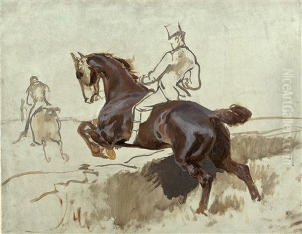 Marchese Francesco Tiberi Auf Springendem Pferd (preliminary Sketch) - view 1