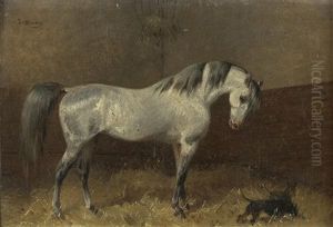 Schimmel Im Stall by Julius von Blaas