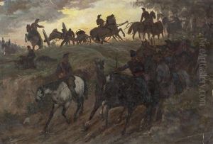 Ruckzug Der Artillerie by Julius von Blaas