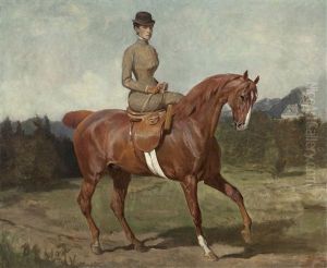 Erzherzogin Maria Theresia Zu Pferd Vor Schloss Wartholz by Julius von Blaas