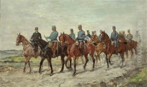 Erzherzog Mit Offizieren An Der Regimentsspitze by Julius von Blaas