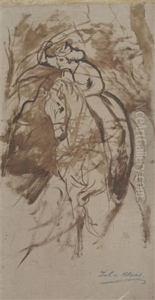 Dame Zu Pferd (study) - view 1