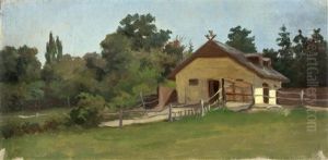 Kleines Bauernhaus Vor Wald by Julius von Blaas