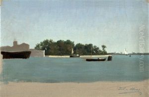 Segelboote Vor Adriatischer Kuste by Julius von Blaas
