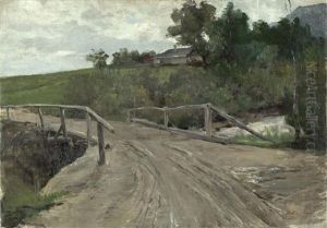 Holzbrucke Mit Landschaft