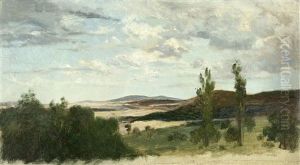 Weite Hugelige Landschaft by Julius von Blaas
