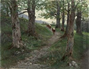 Waldlandschaft Mit Kuhen Waldlandschaft Mit Kuhen