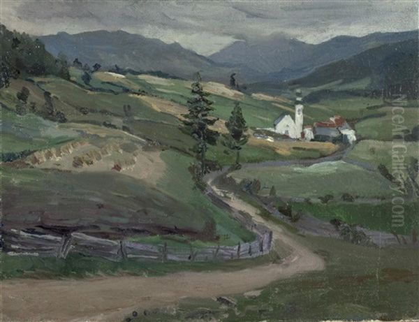 Berglandschaft Mit Weg Zur Kirche - view 1