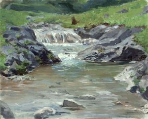 Kleiner Wasserfall Eines Bergbaches by Julius von Blaas