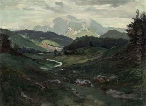 Alpenlandschaft Mit Bach by Julius von Blaas