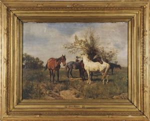 Pferdeherde by Julius von Blaas