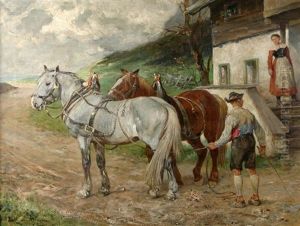 Before Going To The Field by Julius von Blaas