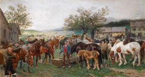 Ein Steiermarkischer Pferdemarkt by Julius von Blaas