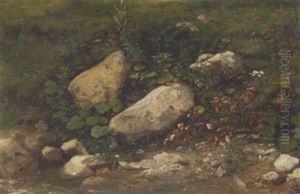 Steine Und Pflanzen Am Bach by Julius von Blaas