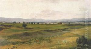 Landschaftsstudie Mit Erntewagen by Julius von Blaas