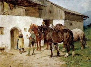 Plauderei Am Heimweg by Julius von Blaas