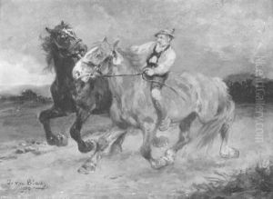 Wilder Heimritt Vor Dem Gewitter by Julius von Blaas