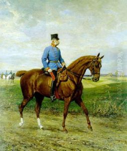 Kaiser Franz Joseph I. Von Osterreich In Der Campagneuniform Eines Feldmarschalls Zu Pferde Im Manovergelande by Julius von Blaas