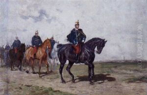 Osterreich-ungarische Husaren In Weiter Landschaft by Julius von Blaas