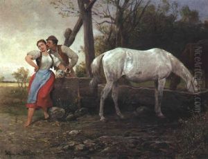 Liebespaar Am Brunnen by Julius von Blaas