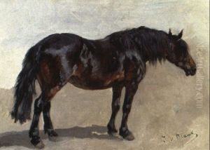 Braunes Pferd by Julius von Blaas