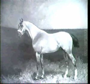Rotbraunes Pferd Im Stall by Julius von Blaas