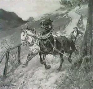 Durchgehende Pferde by Julius von Blaas