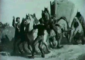 Pferde Mit Schwerer Last by Julius von Blaas