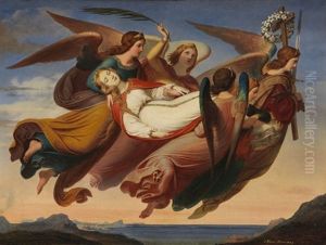 Die Heilige Katharina Von Alexandria, Von Engeln Zum Berg Sinai Getragen by Karl von Blaas