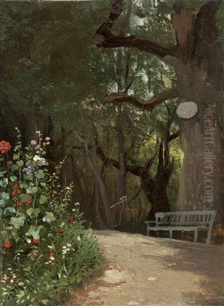 Blumen Und Bank Im Park - view 1