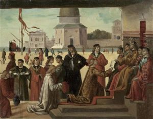 Ankunft Der Englischen Gesandten Am Hof Des Konigs Der Bretagne (from The Ursula Legende After Vittore Carpaccio))