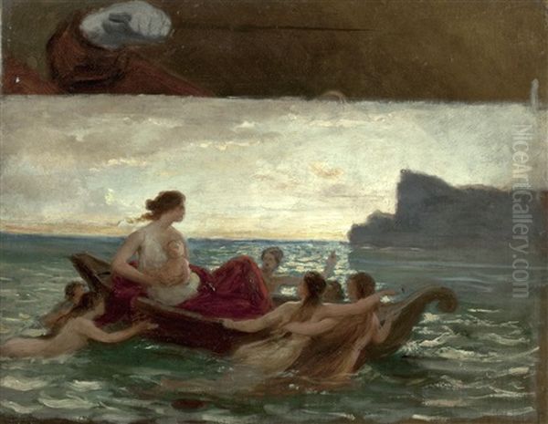 Die Von Ihrem Vater Verstosene Danae Mit Ihrem Sohn Perseus Wird Von Nereiden Gerettet (daruber Die Faust Des Verfolgers Mit Dem Mordinstrument) - view 1