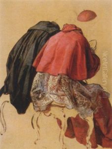 Rucken-studie Zu Einem Sitzenden Bischof Und Einem Weiteren Priester